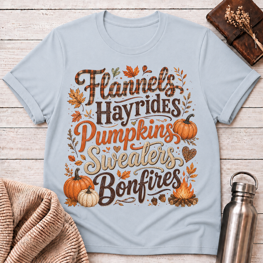 Flannels Hayrides Pumpkins T-Shirt