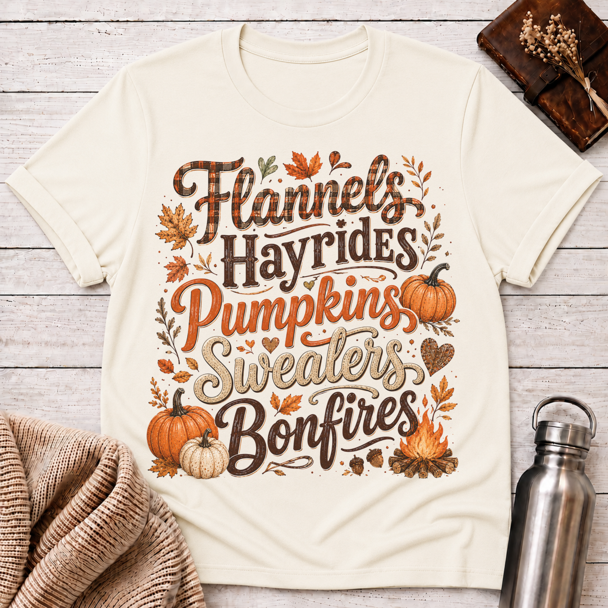 Flannels Hayrides Pumpkins T-Shirt
