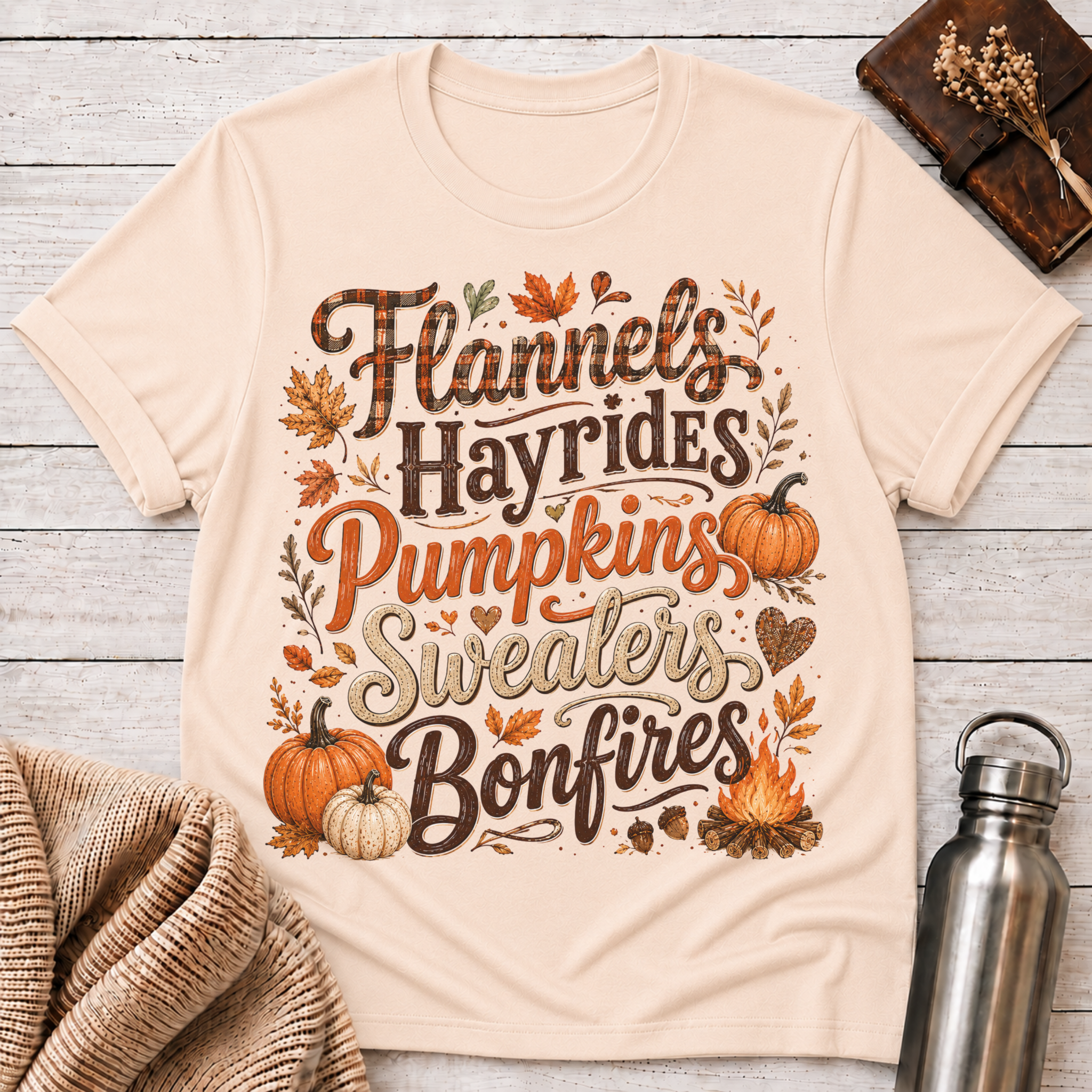 Flannels Hayrides Pumpkins T-Shirt