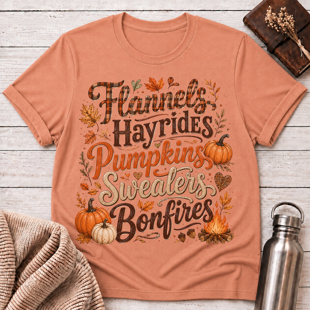 Flannels Hayrides Pumpkins T-Shirt