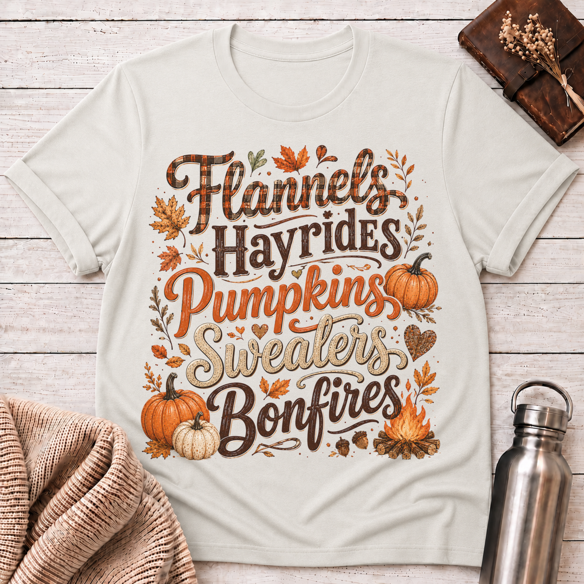 Flannels Hayrides Pumpkins T-Shirt