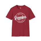 Best Grandpa Ever vintage badge typography t-shirt design featuring classic script lettering and circular emblem styling.