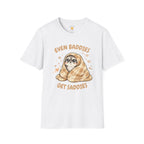 Cute raccoon wrapped in a plaid blanket with hearts and stars and the phrase "Even Baddies Get Saddies."